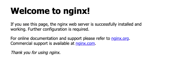 The default Nginx welcome page.